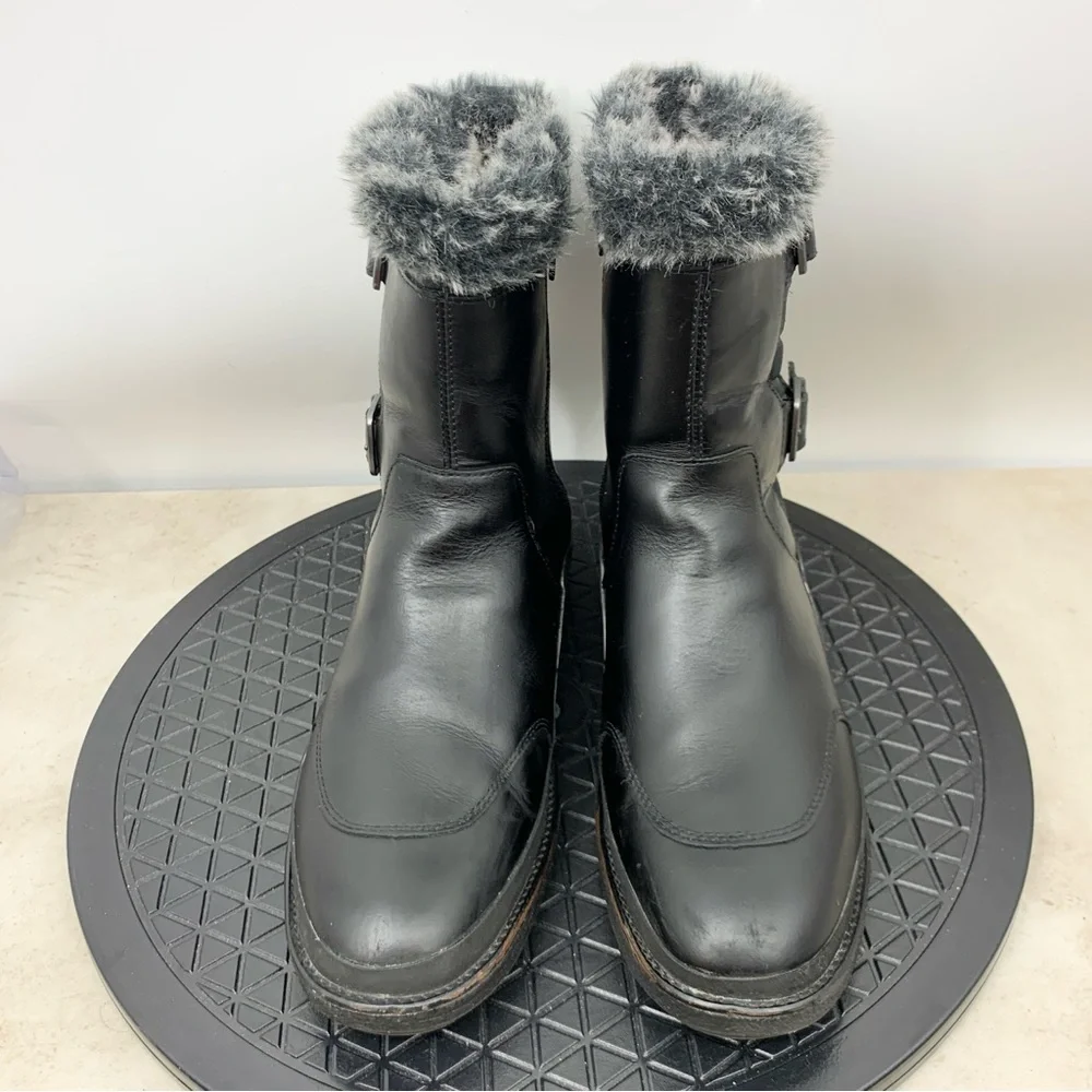 Merrell Boots Women Size 9 Shoes‎ Black Leather Faux Fur Lined Dry Waterproof